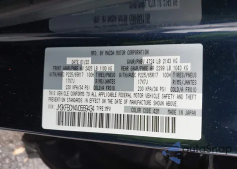 2022 Mazda Cx-5 2.5 S Preferred z USA, uszkodzony, nr VIN JM3KFBCM4N0569434